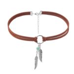 Colgante Vintage Suéter de Piedra Natural Turquesa Bohemio, Modelo:, N211-12 Leaf Neck Chain