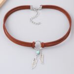 Colgante Vintage Suéter de Piedra Natural Turquesa Bohemio, Modelo:, N211-12 Leaf Neck Chain - Imagen 4