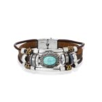 Colgante Vintage Suéter de Piedra Natural Turquesa Bohemio, Modelo:, Leather Bracelet