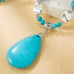 Colgante Vintage Suéter de Piedra Natural Turquesa Bohemio, Modelo:, N2203-11 Large Water Droplets - Imagen 3