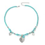 Colgante Vintage Suéter de Piedra Natural Turquesa Bohemio, Modelo:, N2203-16 Alloy Peach Heart