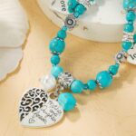 Colgante Vintage Suéter de Piedra Natural Turquesa Bohemio, Modelo:, N2203-16 Alloy Peach Heart - Imagen 3