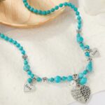 Colgante Vintage Suéter de Piedra Natural Turquesa Bohemio, Modelo:, N2203-16 Alloy Peach Heart - Imagen 4
