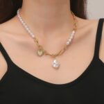 Collar de temperamento para mujer Cadena de clavícula, N2209-2 Light Drilling Love - Imagen 5
