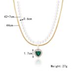 Collar de temperamento para mujer Cadena de clavícula, N2209-5 Double-layer Green Love - Imagen 2