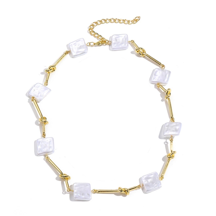TBD0603373806.jpg Collar de temperamento para mujer Cadena de clavícula, N2209-1 Twist Stick Square Pearl - Imagen 1