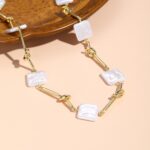Collar de temperamento para mujer Cadena de clavícula, N2209-1 Twist Stick Square Pearl - Imagen 4