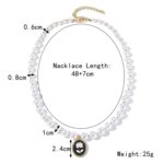 Collar de temperamento para mujer Cadena de clavícula, N2209-6 Oval White Flower - Imagen 2