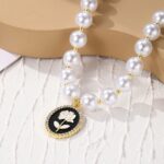 Collar de temperamento para mujer Cadena de clavícula, N2209-6 Oval White Flower - Imagen 4