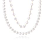 Collar de temperamento para mujer Cadena de clavícula, N2209-12 Double-layer Pearl Chain
