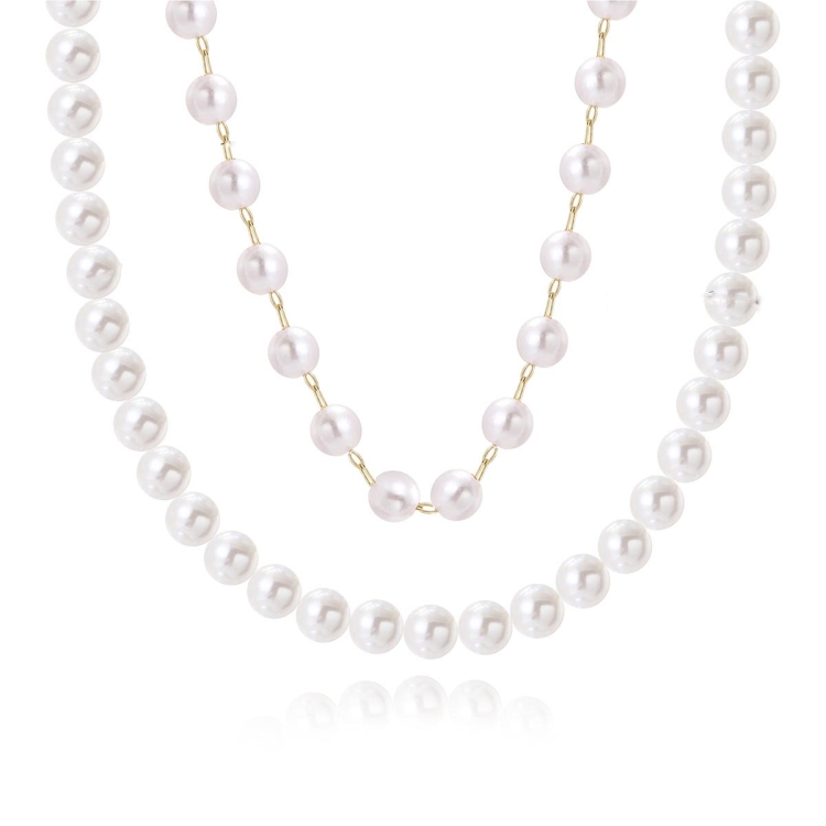 TBD0603373810.jpg Collar de temperamento para mujer Cadena de clavícula, N2209-12 Double-layer Pearl Chain - Imagen 1
