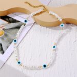 Collar de temperamento para mujer Cadena de clavícula, N2210-1 Triangular Pearl Eyes - Imagen 3