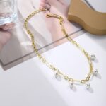 Collar de temperamento para mujer Cadena de clavícula, N2211-13 5 Pearls - Imagen 3