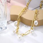 Collar de temperamento para mujer Cadena de clavícula, N2211-13 5 Pearls - Imagen 4