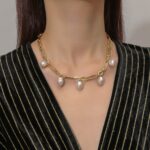 Collar de temperamento para mujer Cadena de clavícula, N2211-13 5 Pearls - Imagen 5