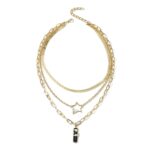 Cadena de clavícula de collar de temperamento de metal para mujer, N2209-10 Five-star Three-layer
