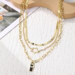 Cadena de clavícula de collar de temperamento de metal para mujer, N2209-10 Five-star Three-layer - Imagen 2