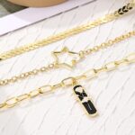 Cadena de clavícula de collar de temperamento de metal para mujer, N2209-10 Five-star Three-layer - Imagen 3