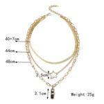 Cadena de clavícula de collar de temperamento de metal para mujer, N2209-10 Five-star Three-layer - Imagen 4