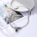Cadena de serpiente plana de hip-hop Cadena de hueso de serpiente de doble capa, N2211-6 Green Crystal