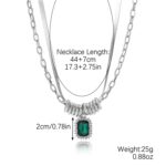 Cadena de serpiente plana de hip-hop Cadena de hueso de serpiente de doble capa, N2211-6 Green Crystal - Imagen 2