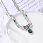 Cadena de serpiente plana de hip-hop Cadena de hueso de serpiente de doble capa, N2211-6 Green Crystal - Imagen 4