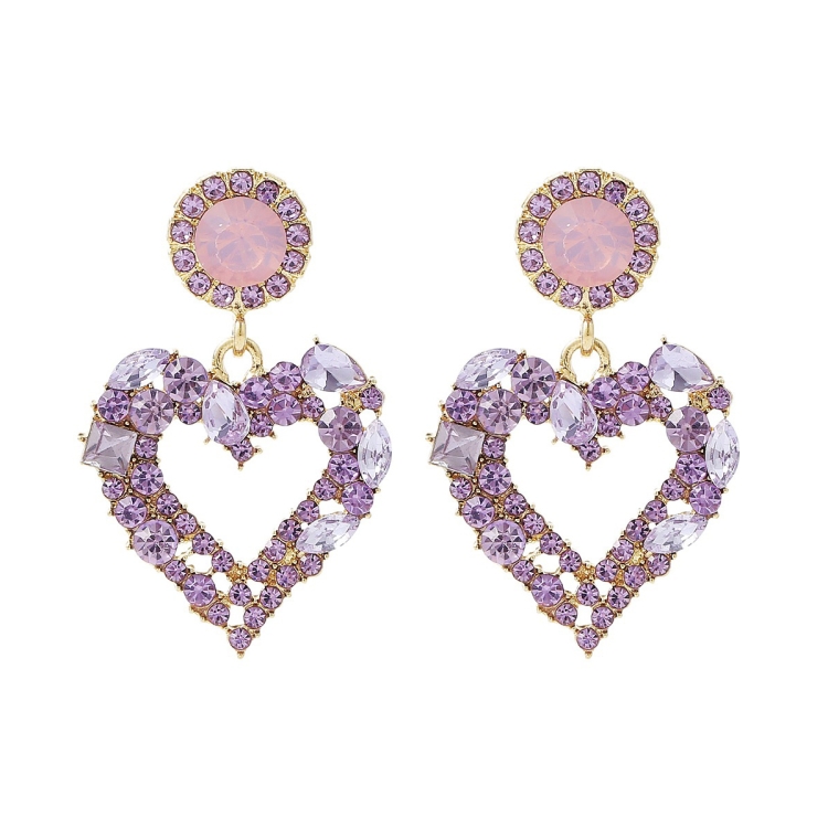TBD0603374101.jpg Aretes de Aguja de Plata Love Aretes Simples, E2109-12 Purple Diamond - Imagen 1