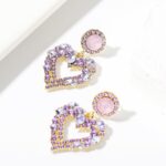 Aretes de Aguja de Plata Love Aretes Simples, E2109-12 Purple Diamond - Imagen 3