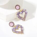Aretes de Aguja de Plata Love Aretes Simples, E2109-12 Purple Diamond - Imagen 4