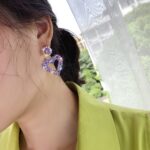Aretes de Aguja de Plata Love Aretes Simples, E2109-12 Purple Diamond - Imagen 5