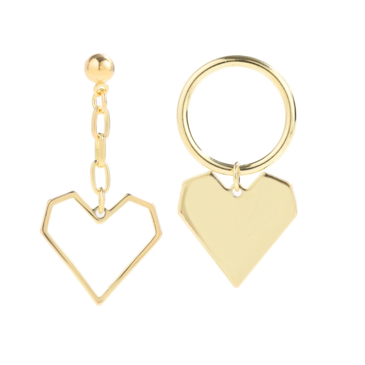 TBD0603374103.jpg Aretes de Aguja de Plata Love Aretes Simples, E2112-9 Gold Asymmetric Love - Imagen 1