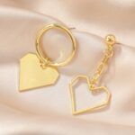 Aretes de Aguja de Plata Love Aretes Simples, E2112-9 Gold Asymmetric Love - Imagen 4