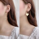 Aretes de Aguja de Plata Love Aretes Simples, E2112-9 Gold Asymmetric Love - Imagen 5
