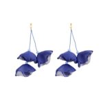 Pendientes largos de pétalos hechos a mano con arte de tela exagerada, E1908-21 Blue