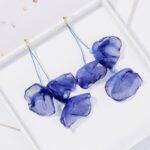 Pendientes largos de pétalos hechos a mano con arte de tela exagerada, E1908-21 Blue - Imagen 3