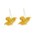 Pendientes largos de pétalos hechos a mano con arte de tela exagerada, E1908-22 Yellow