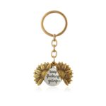La forma de los girasoles de la aleación puede abrir el colgante de los accesorios del grabado del lado doble, N2003-27 Ancient Gold Keychain