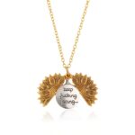 La forma de los girasoles de la aleación puede abrir el colgante de los accesorios del grabado del lado doble, N2003-22 Ancient Gold Necklace