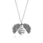 La forma de los girasoles de la aleación puede abrir el colgante de los accesorios del grabado del lado doble, N2003-23 Ancient Silver Necklace