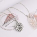 La forma de los girasoles de la aleación puede abrir el colgante de los accesorios del grabado del lado doble, N2003-23 Ancient Silver Necklace - Imagen 2