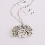 La forma de los girasoles de la aleación puede abrir el colgante de los accesorios del grabado del lado doble, N2003-23 Ancient Silver Necklace - Imagen 3