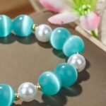 Pulsera de cuentas de cristal Pulsera de cristal natural para mujer, S2204-2 Blue Opal - Imagen 3