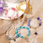 Pulsera de cuentas de cristal Pulsera de cristal natural para mujer, S2204-2 Blue Opal - Imagen 4