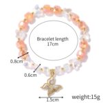 Pulsera de cuentas de cristal Pulsera de cristal natural para mujer, S2204-6 Orange+Butterfly - Imagen 2