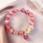 Pulsera de cuentas de cristal Pulsera de cristal natural para mujer, S2204-5 Pink Opal
