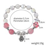 Pulsera de cuentas de cristal Pulsera de cristal natural para mujer, S2203-1 Pink+Rose - Imagen 2