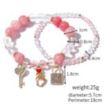 Pulsera de cuentas de cristal Pulsera de cristal natural para mujer, S2203-7 Pink+Key - Imagen 2
