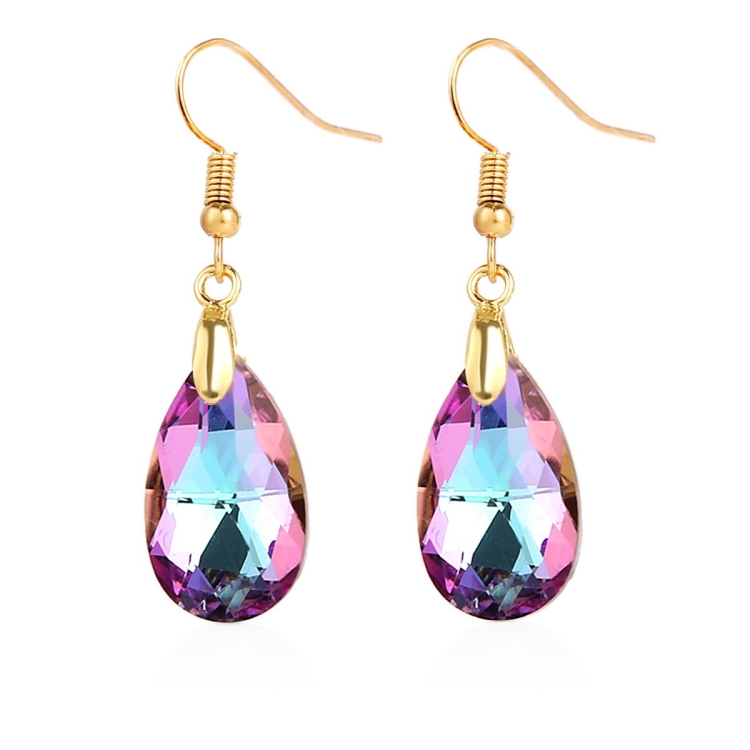 TBD0603375102.jpg Pendientes hechos a mano de cristal natural Pendientes largos de circón, E2108-2 Purple - Imagen 1