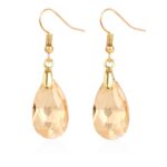 Pendientes hechos a mano de cristal natural Pendientes largos de circón, E2108-2 Champagne Color