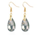 Pendientes hechos a mano de cristal natural Pendientes largos de circón, E2108-2 Gray